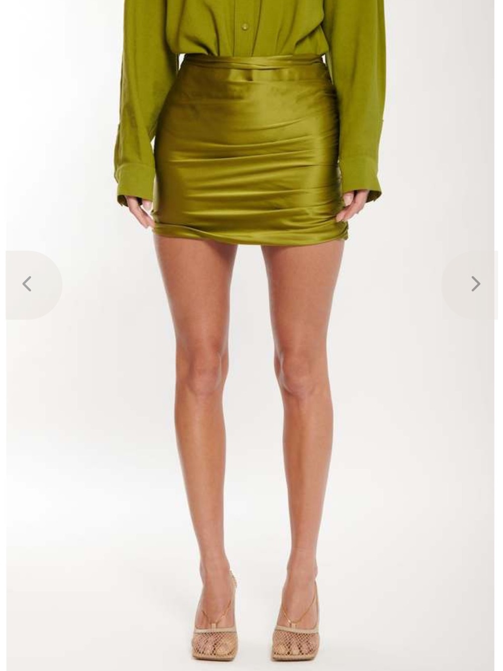 THE SEI - Ruched silk-satin mini skirt
